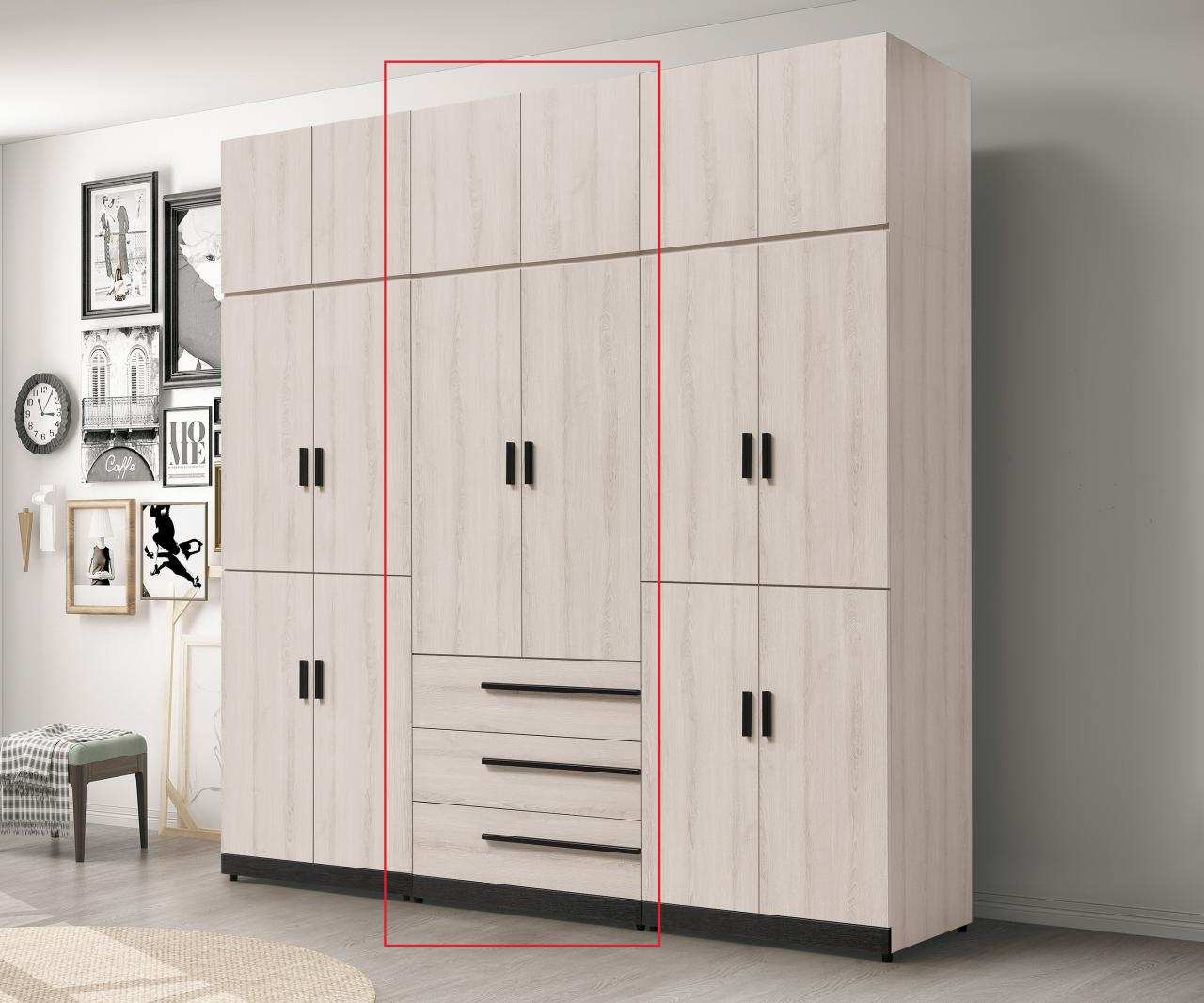 瑪爾斯 2.7 尺三大抽高衣櫥